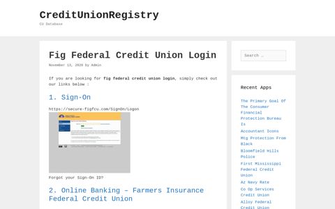 Fig Federal Credit Union Login - CreditUnionRegistry