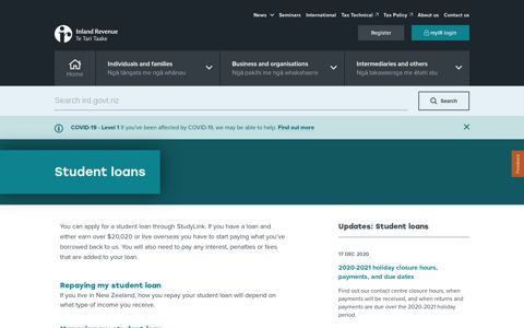 Student loans - Ird