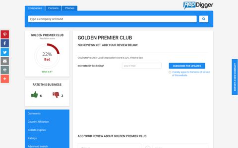 GOLDEN PREMIER CLUB reviews and reputation check