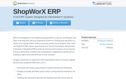 InterNetworX Systems ShopWorX ERP - Software Connect
