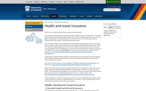 Health and travel insurance - University of Victoria