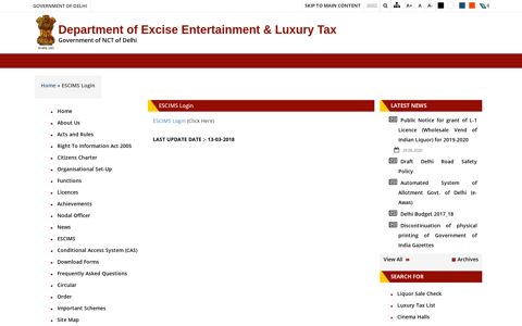 ESCIMS Login | Department of Excise Entertainment & Luxury ...