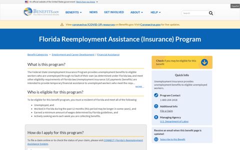 Florida Reemployment Assistance (Insurance) Program ...