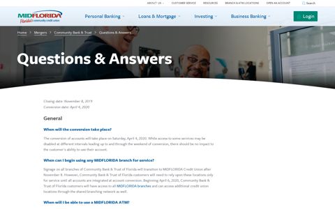 Community Bank and Trust Merger- Questions & Answers