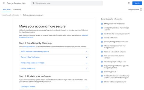Make your account more secure - Google Account Help