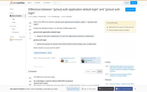 Difference between "gcloud auth application-default login ...