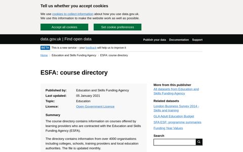 ESFA: course directory - data.gov.uk