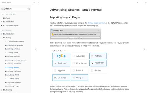 Setup Heyzap · Easy Mobile User Guide