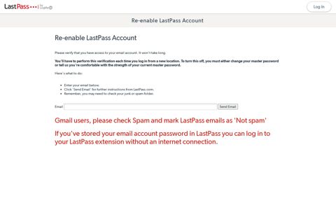 Re-enable LastPass Account - LastPass