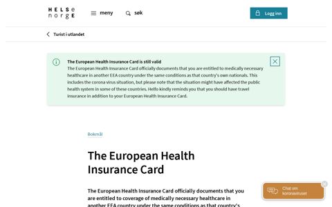 The European Health Insurance Card - helsenorge.no