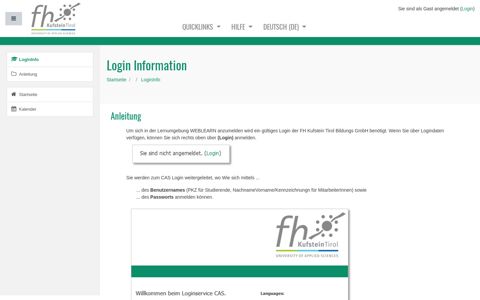 Kurs: Login Information - FH Kufstein Tirol WEBLEARN