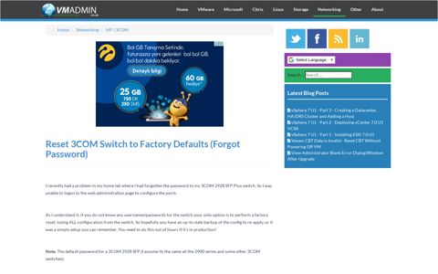 Reset 3COM Switch to Factory Defaults (Forgot Password ...