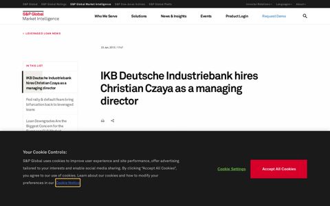 IKB Deutsche Industriebank hires Christian Czaya as a ...