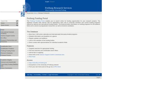 Freiburg Funding Portal — Freiburg Research Services