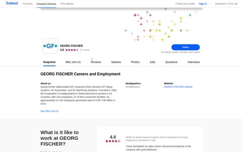 GEORG FISCHER Careers and Employment | Indeed.com