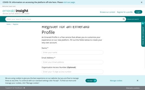 Register for an Emerald Profile | Emerald Insight