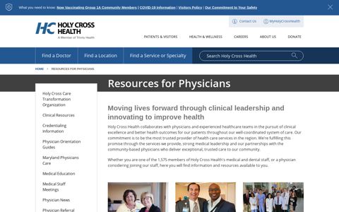 Resources for Physicians - Holy Cross Hospital