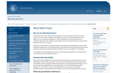 Web-Mail-Client - Rechenzentrum - Universität Bamberg