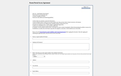 Parent Portal Access Agreement - Independent School District ...