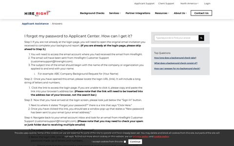 I forgot my password to Applicant Center. How can ... - HireRight