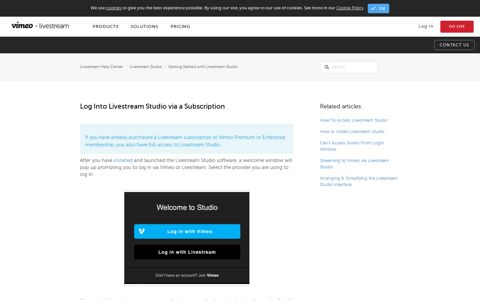 Log Into Livestream Studio via a Subscription – Livestream ...