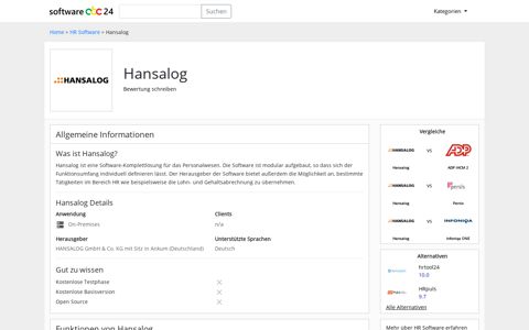 Hansalog: Bewertungen, Preise und Features - Softwareabc24