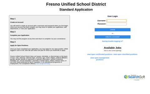 Standard Application Login - Fresno Unified School District