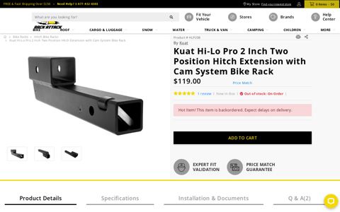 Kuat Hi-Lo Pro 2 Inch Two Position Hitch Extension with Cam ...