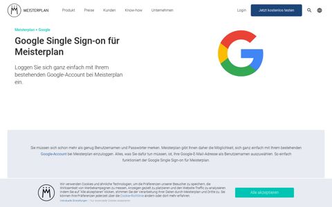 Einfacher Login mit dem Google Single Sign-on für Meisterplan