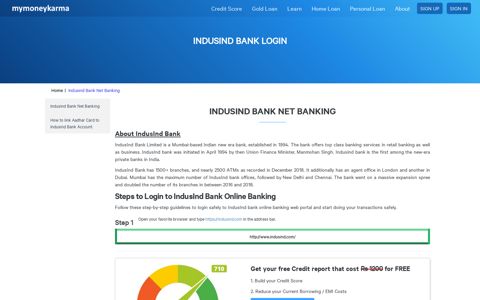 IndusInd Bank login and net banking details - MyMoneyKarma