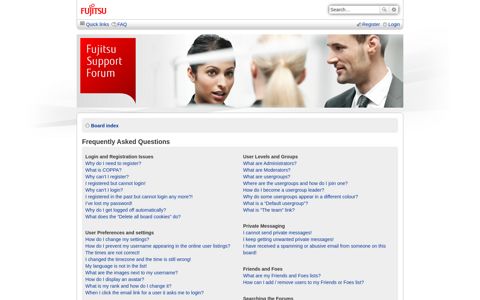 Fujitsu Support Forum - Frequently Asked Questions