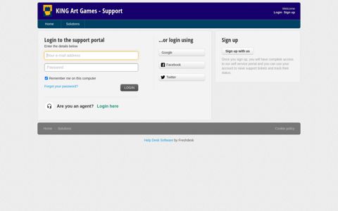 Login to the support portal - KING Art Games - Support