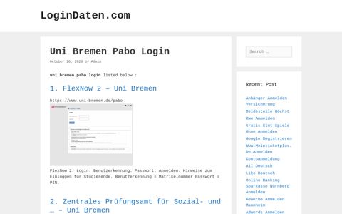 Uni Bremen Pabo - Flexnow 2 - Uni Bremen - LoginDaten.com