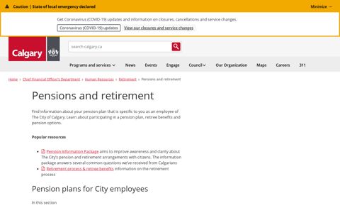 Pensions and retirement - The City of Calgary