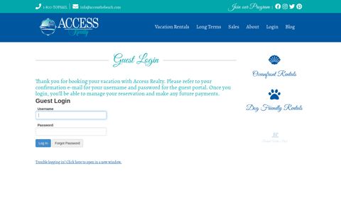Guest Login: Manage your reservations - Access Realty