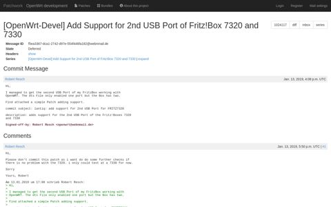 [OpenWrt-Devel] Add Support for 2nd USB Port of Fritz!Box ...