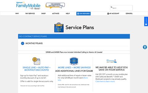 Shop Our Monthly Phone Plans & Add Ons | Walmart Family ...