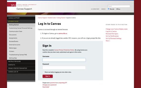Log In to Canvas - Canvas Support - Simon Fraser University