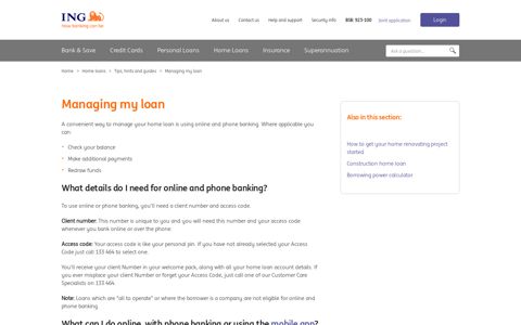 Managing My Loan - Managing Home Loans - ING
