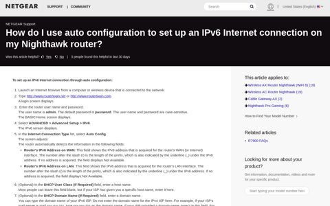 How do I use auto configuration to set up an IPv6 Internet ...