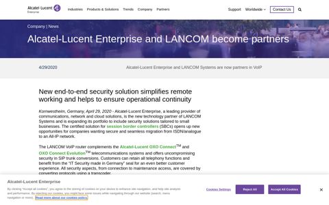 ALE partners with LANCOM Systems | Alcatel-Lucent Enterprise