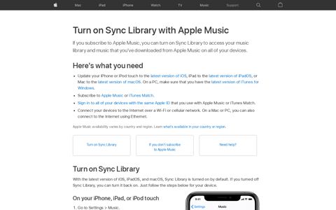 Turn on Sync Library with Apple Music - Apple Support