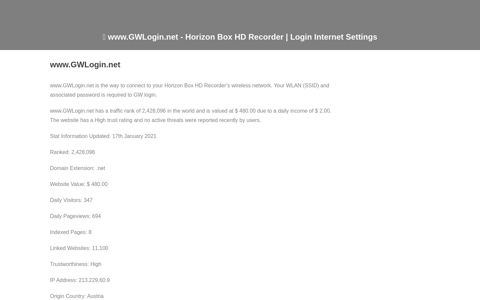 www.GWLogin.net - Horizon Box HD Recorder | Login Internet ...