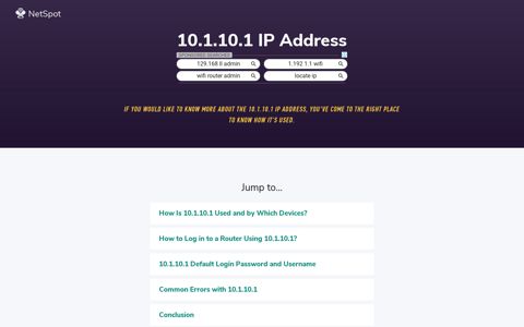 10.1.10.1 IP Address and Errors You May Encounter When ...