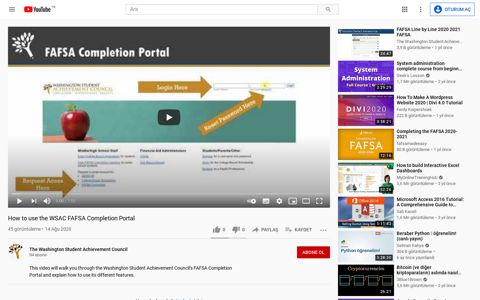 How to use the WSAC FAFSA Completion Portal - YouTube