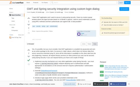 GWT and Spring security integration using custom login dialog ...