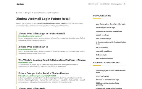 Zimbra Webmail Login Future Retail ❤️ One Click Access