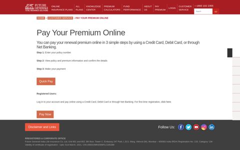 Pay Your Premium Online - Future Generali Life Insurance
