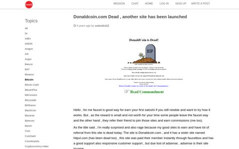 Donaldcoin.com Dead , another site has been launched ...