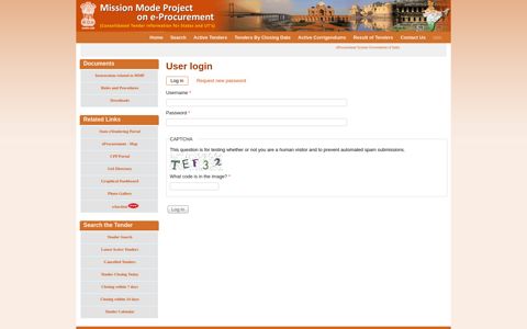 User login | Mission Mode Project on eProcurement ...